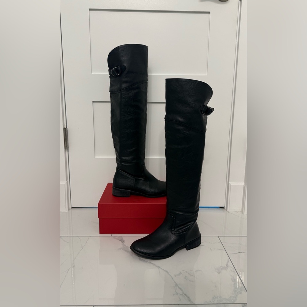 Nature Breeze Black Over the Knee Boots